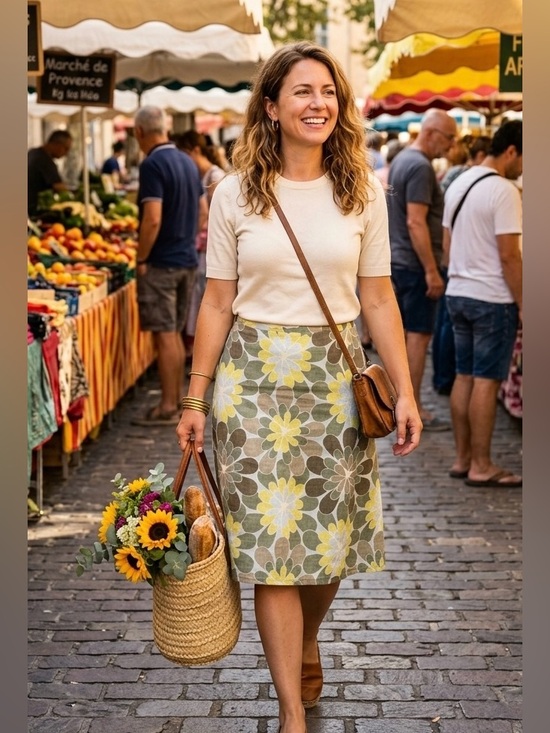 H&M Dresses & Skirts - H&M Floral A-Line Skirt in Yellow, White, and Brown